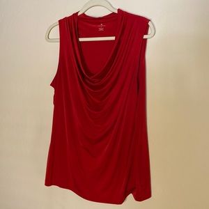 Worthington cowl neck sleeveless top bright red XL